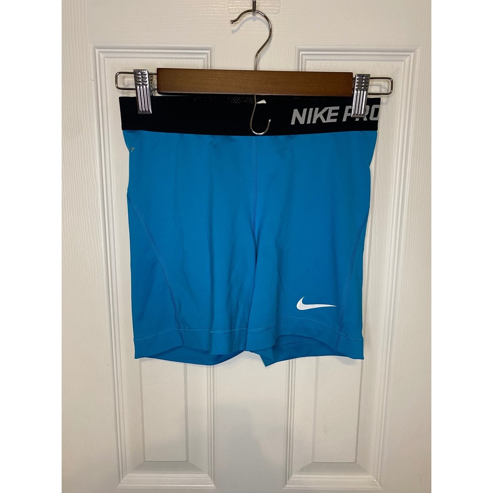 Nike Pro Compression Shorts Womens Small Blue Dri-FIT Athletic Spandex Gym‎
